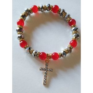 Sparkling Multi Beaded Cross Stretch Bracelet